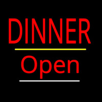 Dinner Open Yellow Line Neon Sign