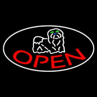 Dog Red Open 2 Neon Sign