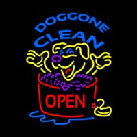 Doggone Clean Open Neon Sign