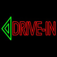 Double Stroke Drive In With Arrow Neon Sign