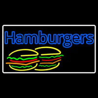 Double Stroke Hamburgers White Border Neon Sign