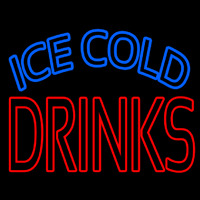 Double Stroke Ice Cold Drinks Neon Sign