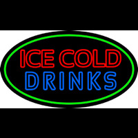 Double Stroke Ice Cold Drinks Neon Sign