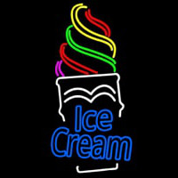 Double Stroke Ice Cream Cone Neon Sign