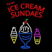 Double Stroke Ice Cream Sundaes Neon Sign