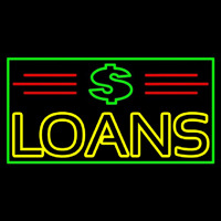 Double Stroke Loans With Dollar Logo And Border And Lines Neon Sign