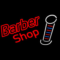 Double Stroke Red Barber Shop Neon Sign