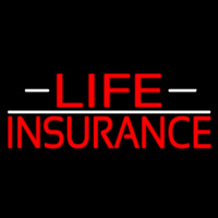 Double Stroke Red Life Insurance With White Lines Neon Sign