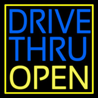 Drive Thru Open With Yellow Border Neon Sign