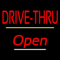 Drive Thru Open Yellow Line Neon Sign