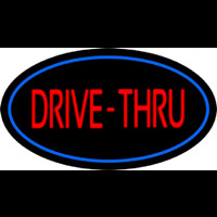 Drive Thru Oval Blue Neon Sign