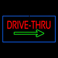 Drive Thru Rectangle Blue Neon Sign