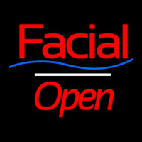 Facial Open White Line Neon Sign