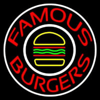 Famous Burgers Circle Neon Sign