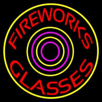Fire Work Glasses 2 Neon Sign