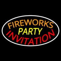Fireworks Party Invitation In A Neon Sign