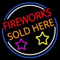 Fireworks Sold Here Circle Neon Sign