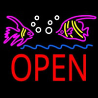 Fish Logo Block Open Neon Sign