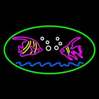 Fish Logo Green Oval Neon Sign