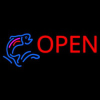 Fish Logo Open Block Neon Sign