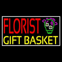 Florist Gifts Baskets White Border Neon Sign
