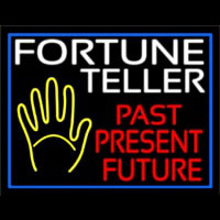 Fortune Teller Past Present Future Blue Border Neon Sign