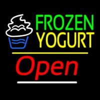 Frozen Yogurt Open Yellow Line Neon Sign