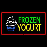 Frozen Yogurt Rectangle Red Neon Sign