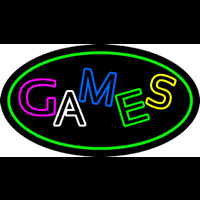 Games Oval Green Neon Sign