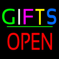 Gifts Block Open Green Line Neon Sign