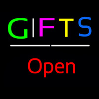 Gifts Open White Line Neon Sign