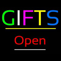 Gifts Open Yellow Line Neon Sign