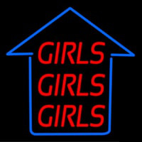 Girls Girls Girls Blue Arrow Neon Sign