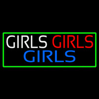 Girls Girls Girls Strip With Turquoise Border Neon Sign