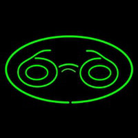 Glasses Logo Oval Green Neon Sign