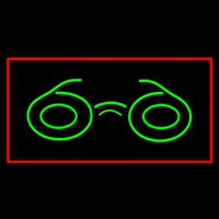 Glasses Logo Rectangle Red Neon Sign