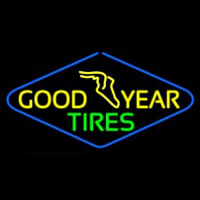 Goodyear Tires Blue Border Neon Sign