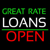 Great Rate Loans Open Neon Sign