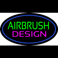 Green Airbrush Design Pink Oval Blue Neon Sign