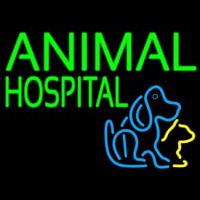 Green Animal Hospital Dog Logo Neon Sign