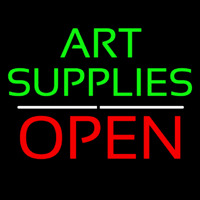 Green Art Supplies With Open 1 Neon Sign