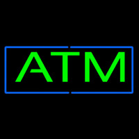 Green Atm Blue Border Neon Sign