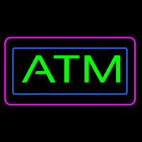 Green Atm Pink Blue Border Neon Sign