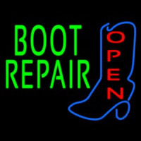 Green Boot Repair With Logo Open Neon Sign