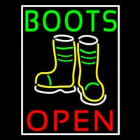 Green Boots With Logo Open Neon Sign