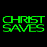 Green Christ Saves Neon Sign