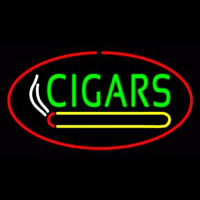 Green Cigars Logo Red Oval Neon Sign