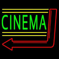 Green Cinema With Arrow Neon Sign
