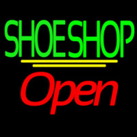 Green Double Stroke Shoe Shop Open Neon Sign