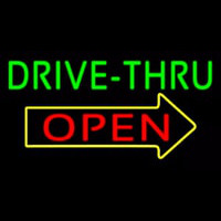 Green Drive Thru Open Arrow Neon Sign